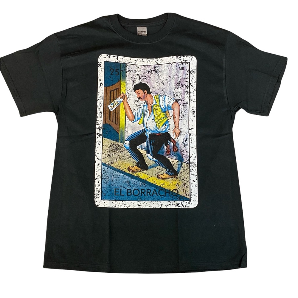 Lotteria Borracho shirt on black tee